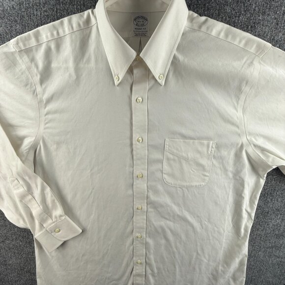 Brooks Brothers 16.5 33 Regent Fit Non Iron Stretch White Long Sleeve Button Up - Picture 2 of 16